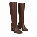 Rich Brown Pistoia Leather Block-Heel Boots