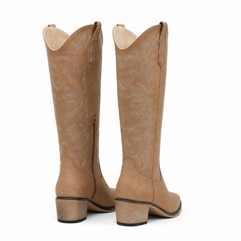 Rich Brown Pavia Leather Knee-High Boots heel detail