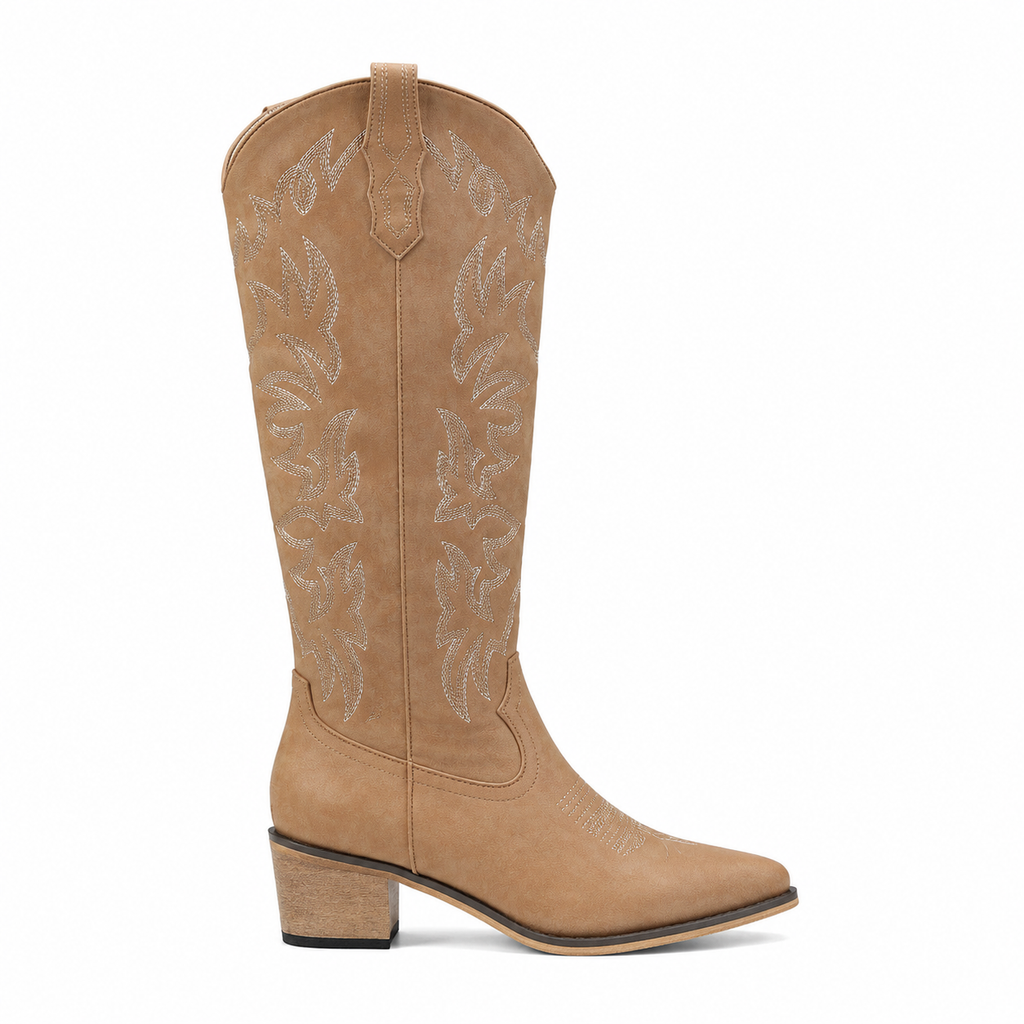 Rich Brown Pavia Leather Knee-High Boots side view