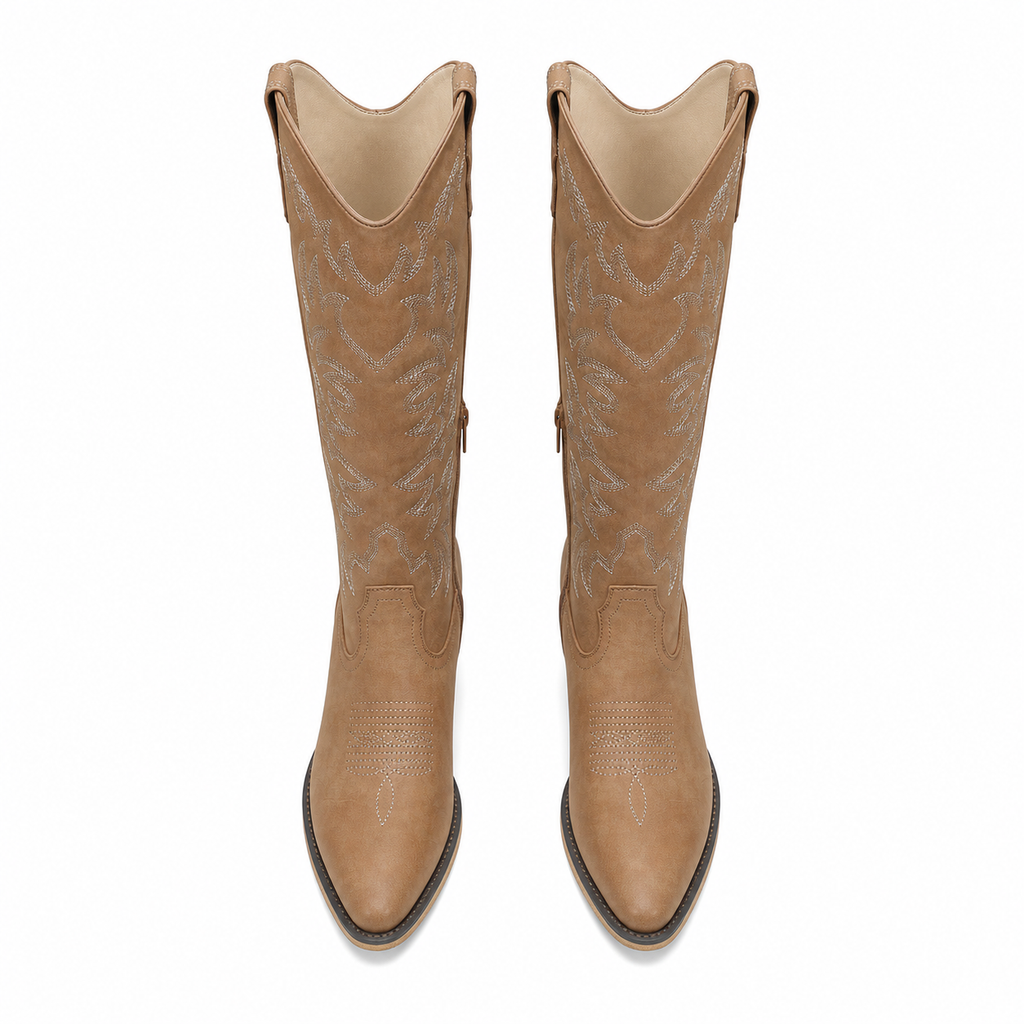 Rich Brown Pavia Leather Knee-High Boots top view