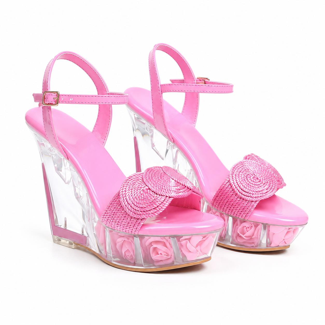 Dusty Rose Silvia Microfiber Wedge Sandals