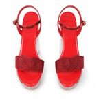 Deep Red Silvia Microfiber Wedge Sandals top view