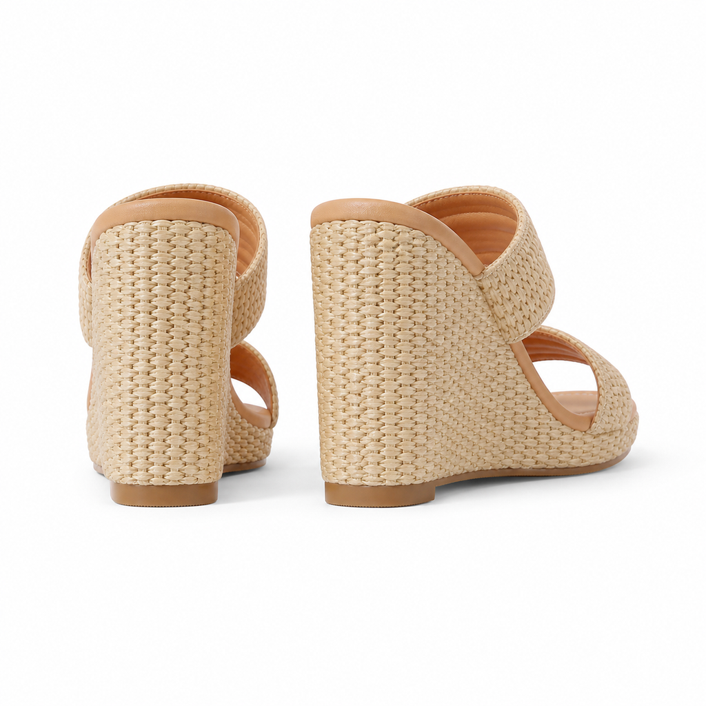 Brown Straw Vernazza Straw Platform Sandals heel detail