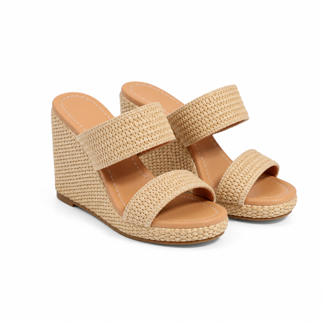 Brown Straw Vernazza Straw Platform Sandals
