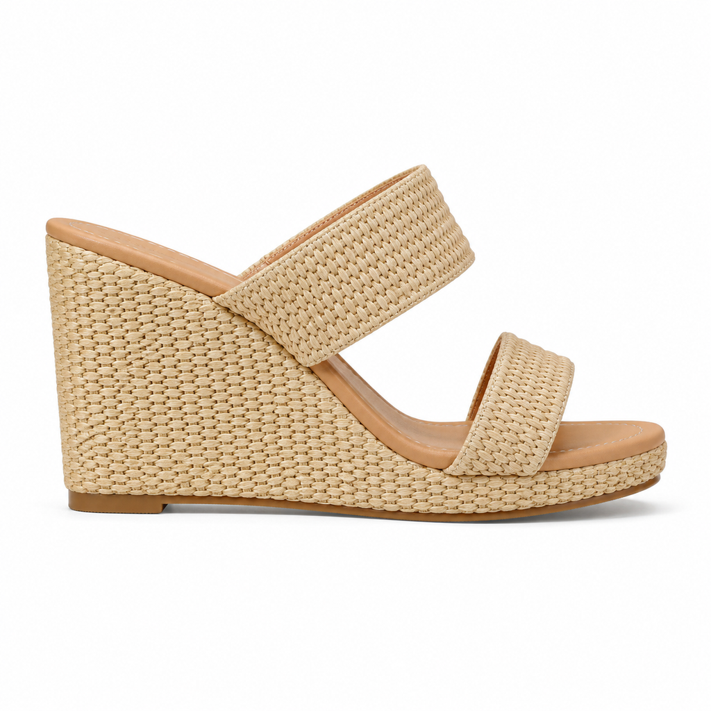 Brown Straw Vernazza Straw Platform Sandals side view