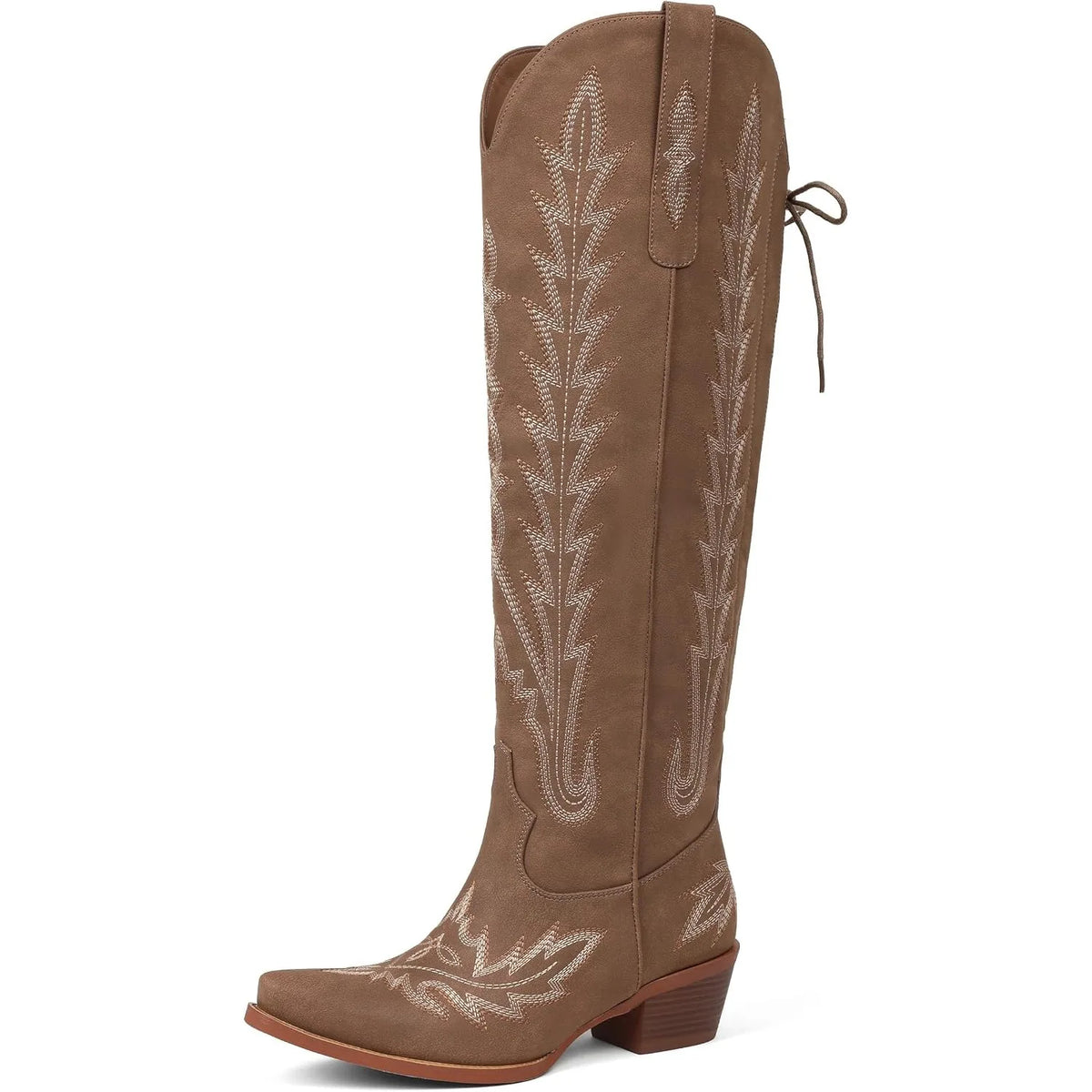 Rich Brown Mertola Embroidered Knee-High Boots