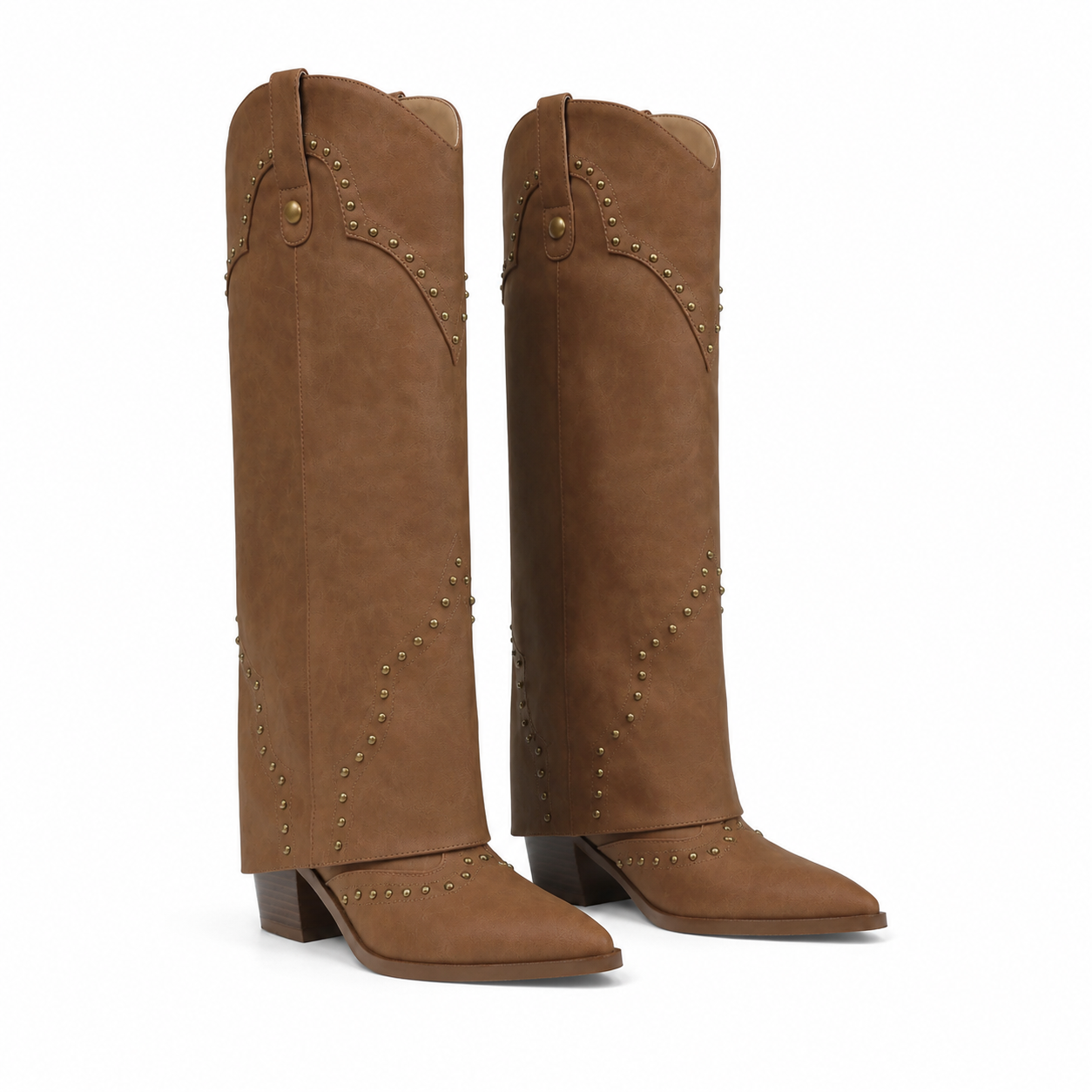 Rich Brown Coimbra Leather Knee-High Boots