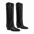 Deep Black Coimbra Leather Knee-High Boots