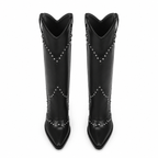 Deep Black Coimbra Leather Knee-High Boots top view