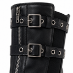 Deep Black Spoleto Leather Block-Heel Boots close-up detail