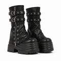 Deep Black Spoleto Leather Block-Heel Boots