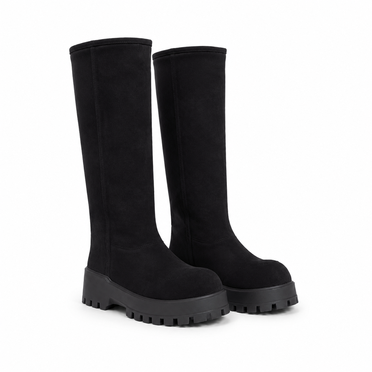 Deep Black Ronda Leather Platform Boots
