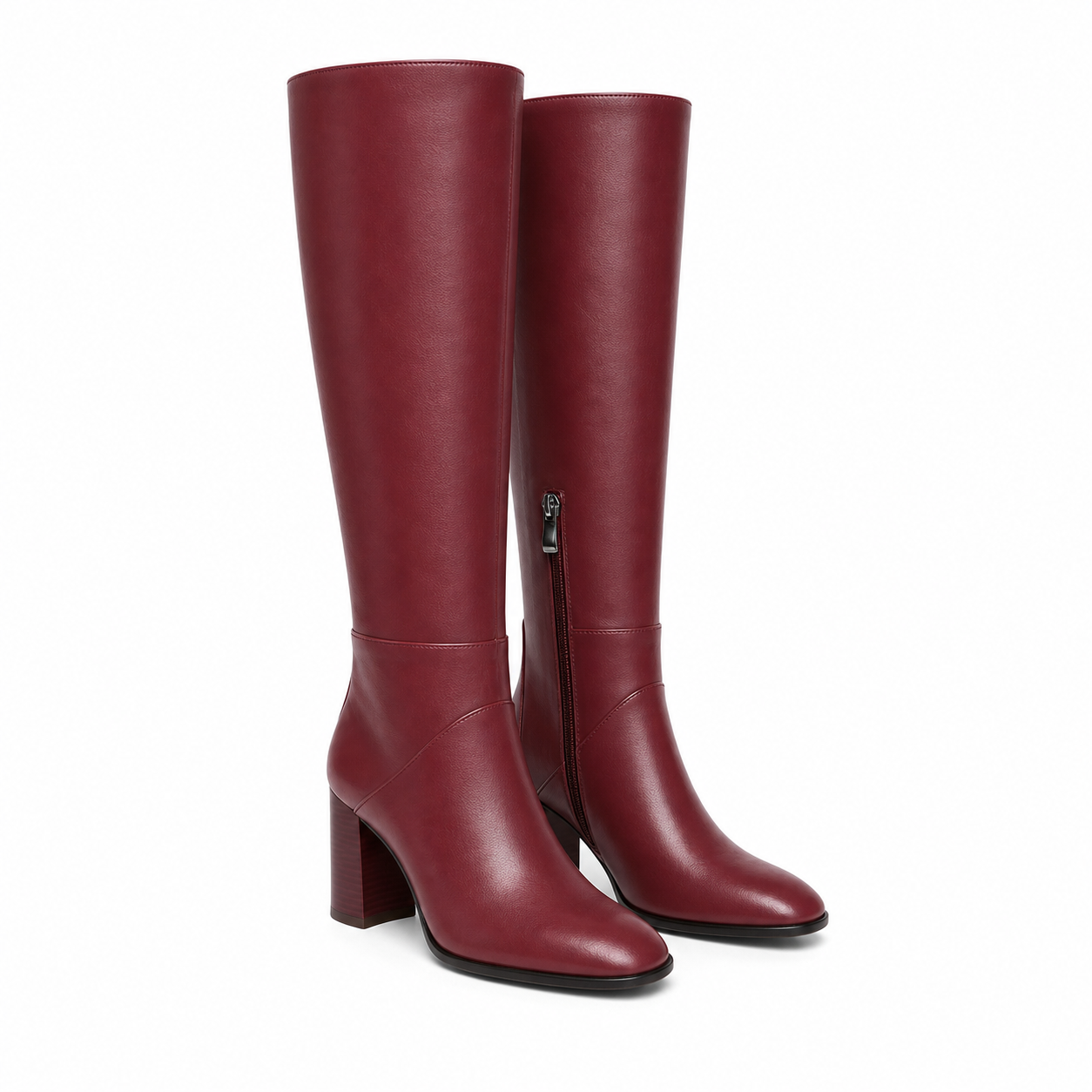 Deep Wine Girona Suede Block-Heel Boots