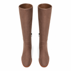 Warm Beige Girona Suede Block-Heel Boots top view