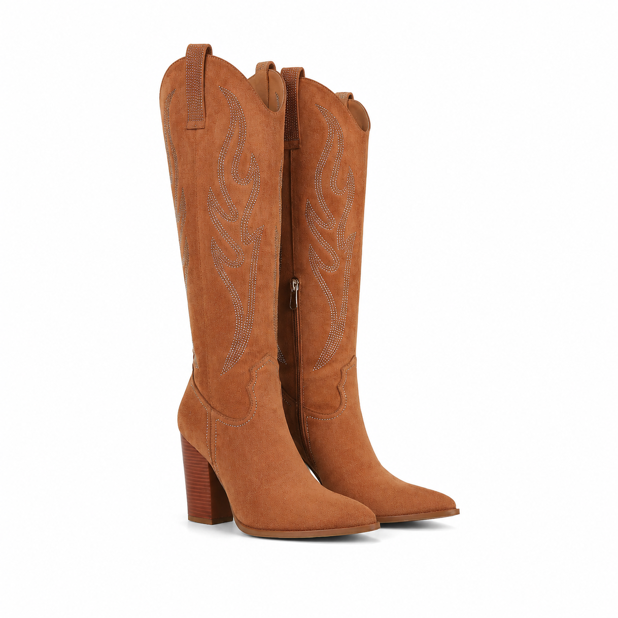 Rich Brown Trani Leather Block-Heel Boots