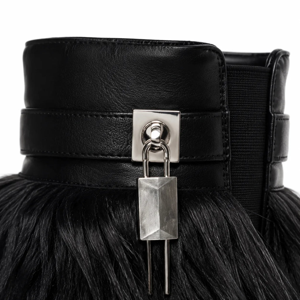 Deep Black Matera Leather Knee-High Boots close-up detail