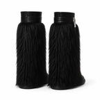 Deep Black Matera Leather Knee-High Boots heel detail