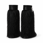 Deep Black Matera Leather Knee-High Boots heel detail