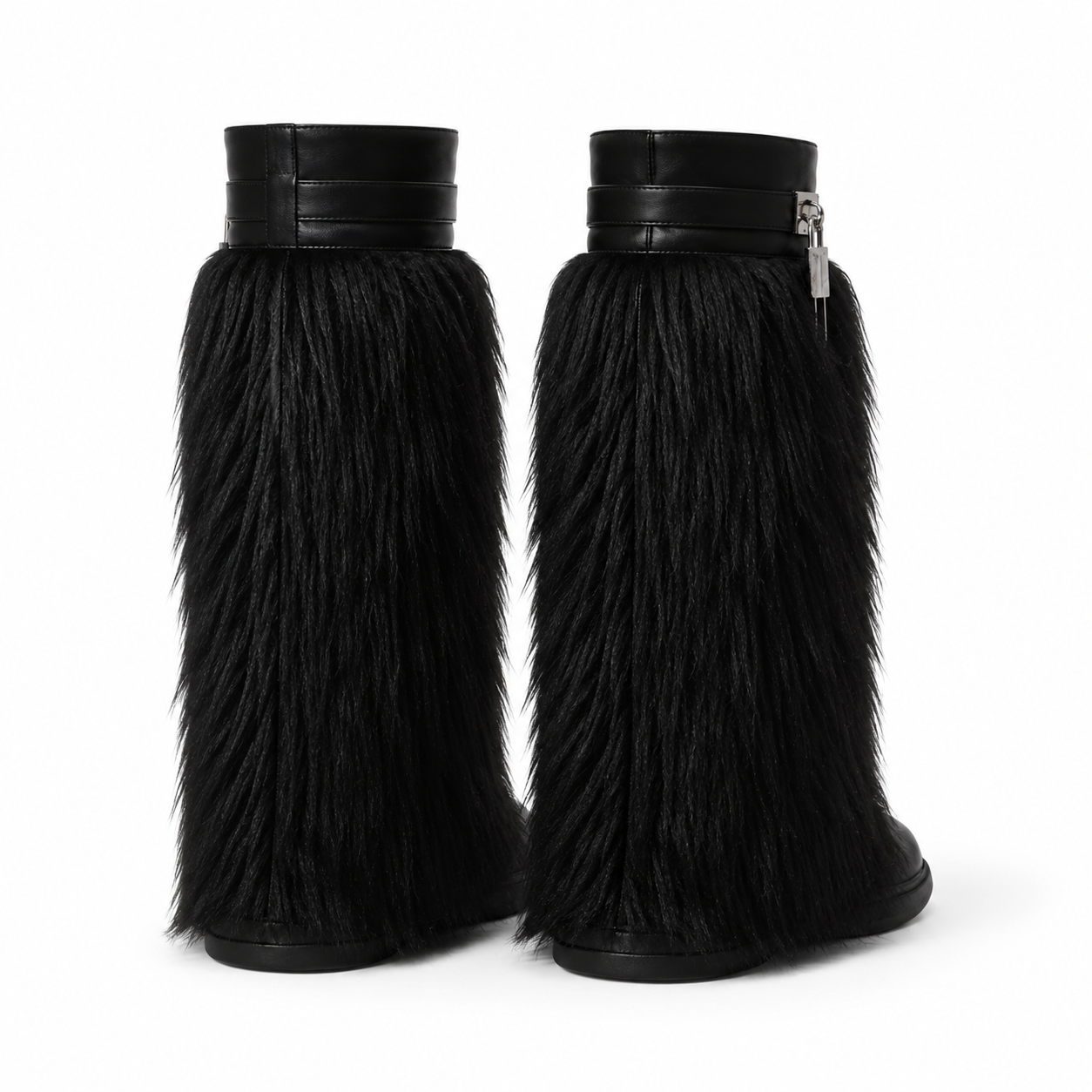 Deep Black Matera Leather Knee-High Boots heel detail