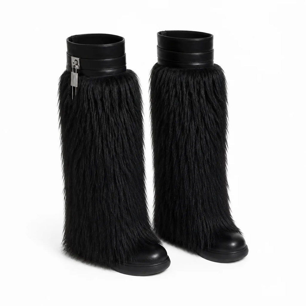 Deep Black Matera Leather Knee-High Boots