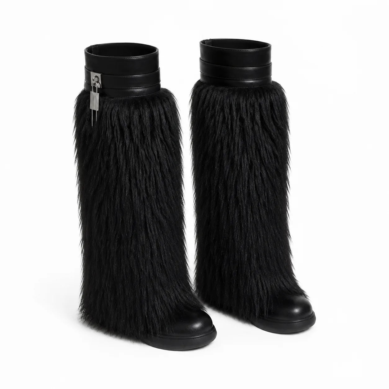 Deep Black Matera Leather Knee-High Boots