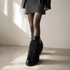 Deep Black Matera Leather Knee-High Boots on-foot view