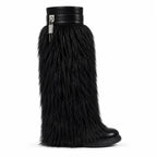 Deep Black Matera Leather Knee-High Boots side view