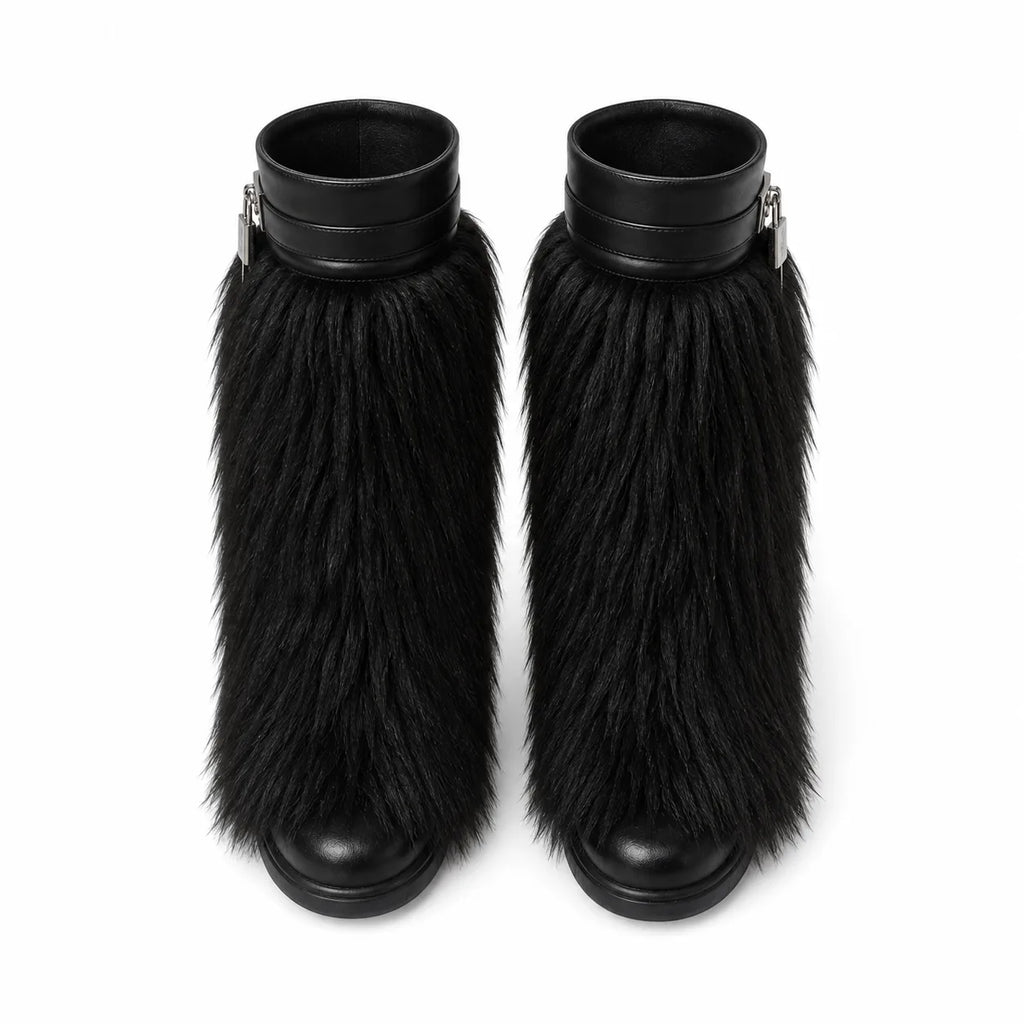 Deep Black Matera Leather Knee-High Boots top view