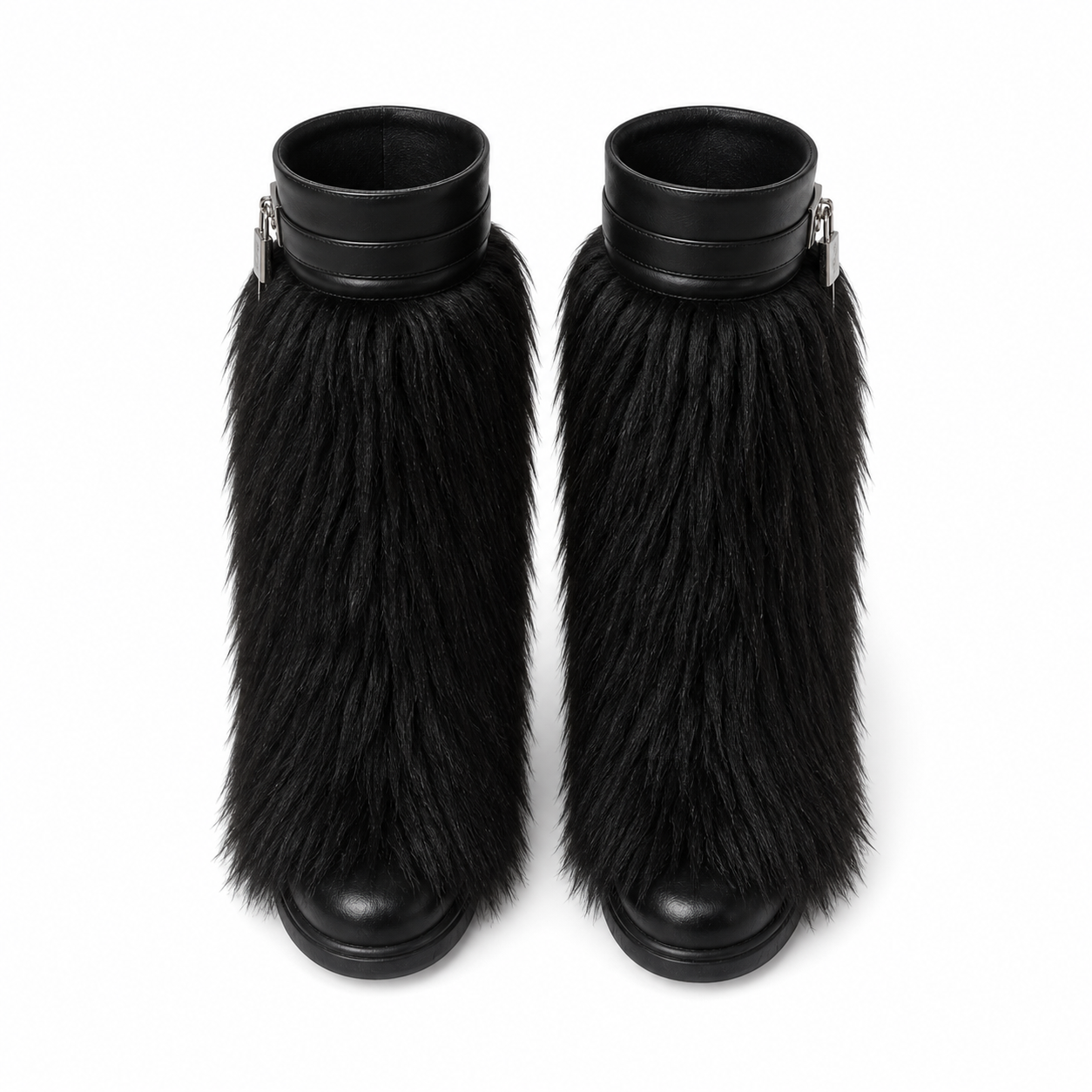 Deep Black Matera Leather Knee-High Boots top view