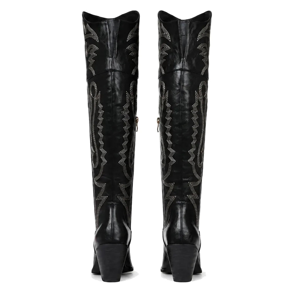 Deep Black Bolzano Sheepskin Boots heel detail