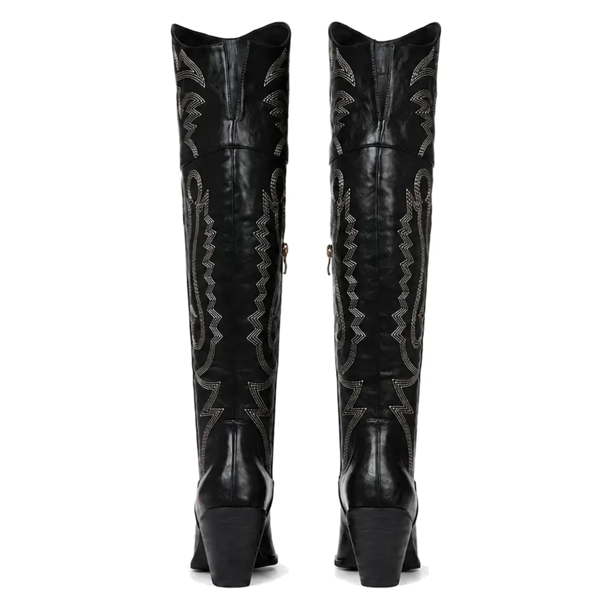 Deep Black Bolzano Sheepskin Boots heel detail