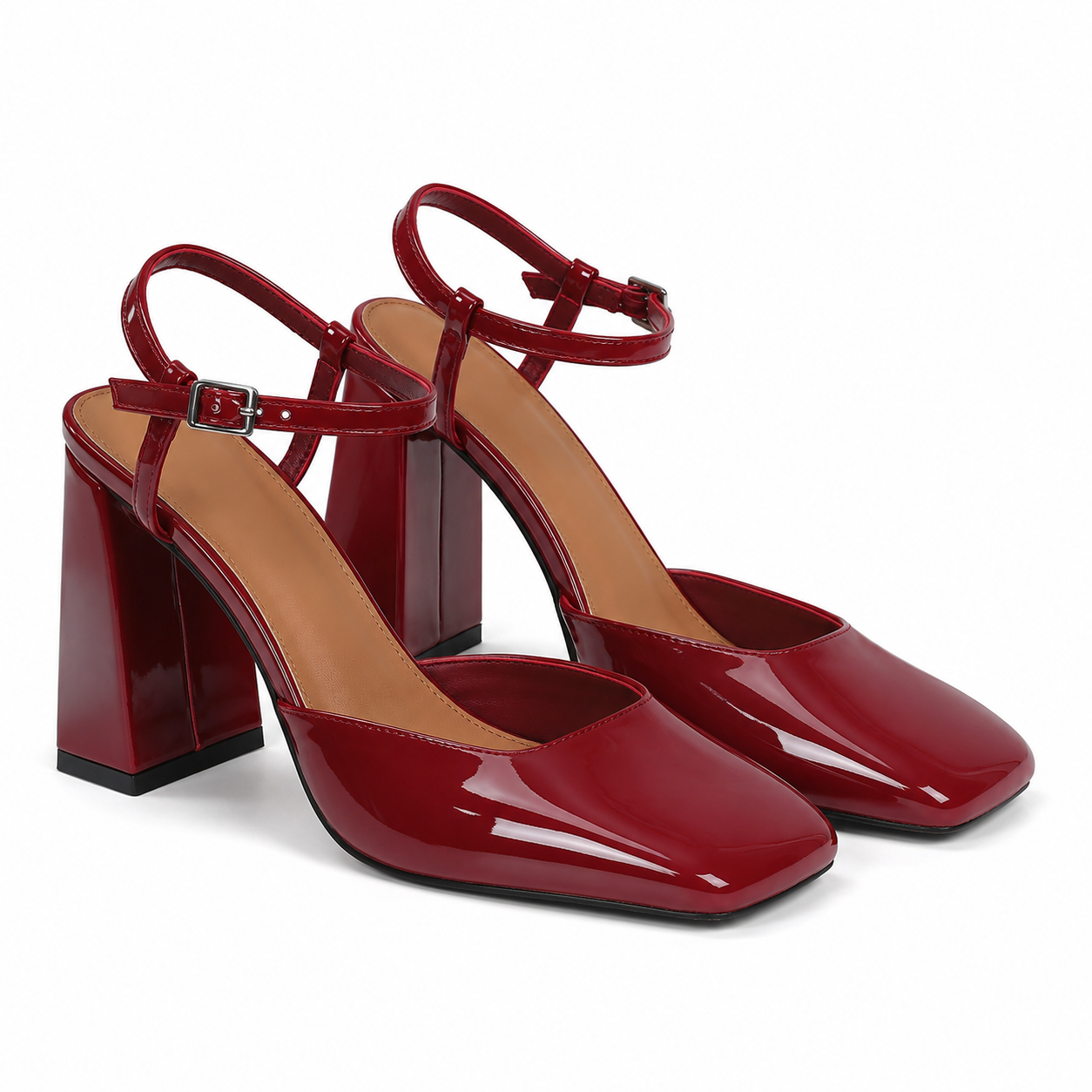 Red Patent Antonia Microfiber Ankle-Strap Sandals