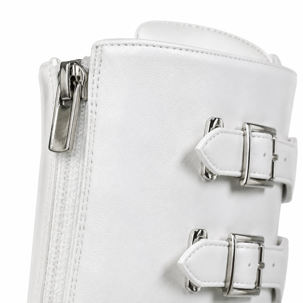 Cream Ivory Volterra Leather Platform Boots close-up detail
