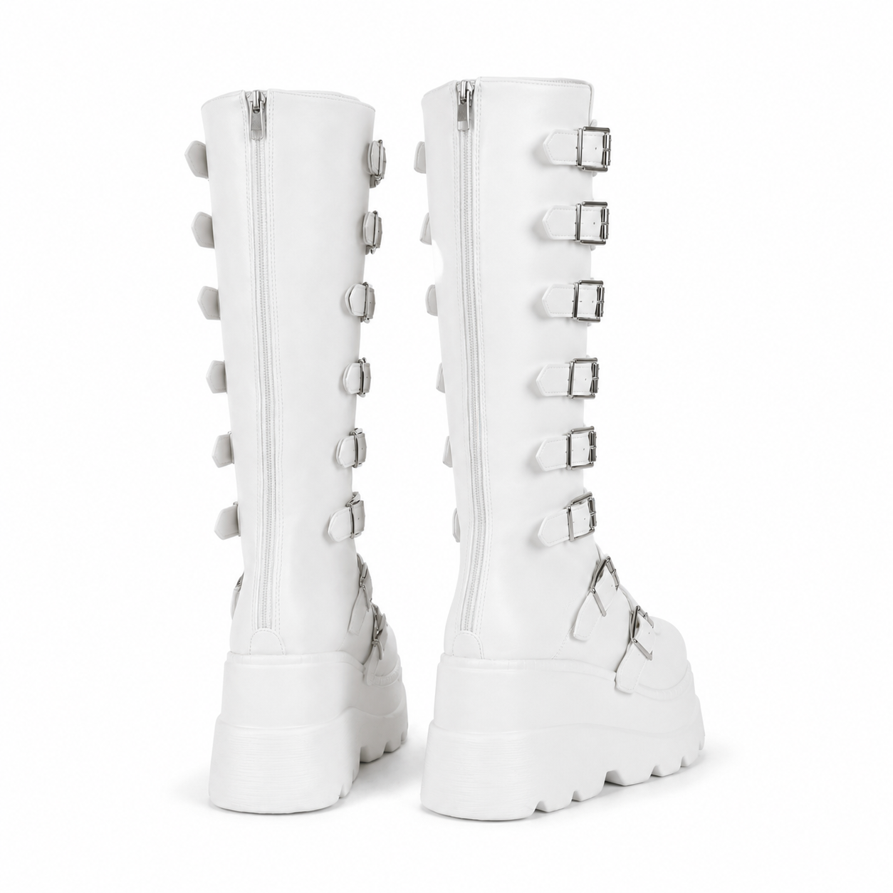 Cream Ivory Volterra Leather Platform Boots heel detail