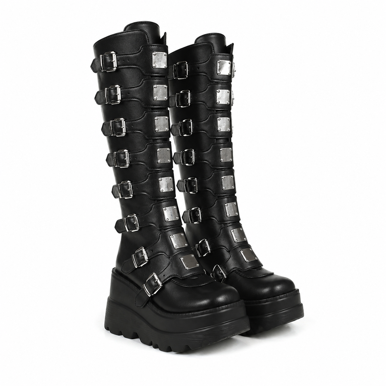 Deep Black Volterra Leather Platform Boots