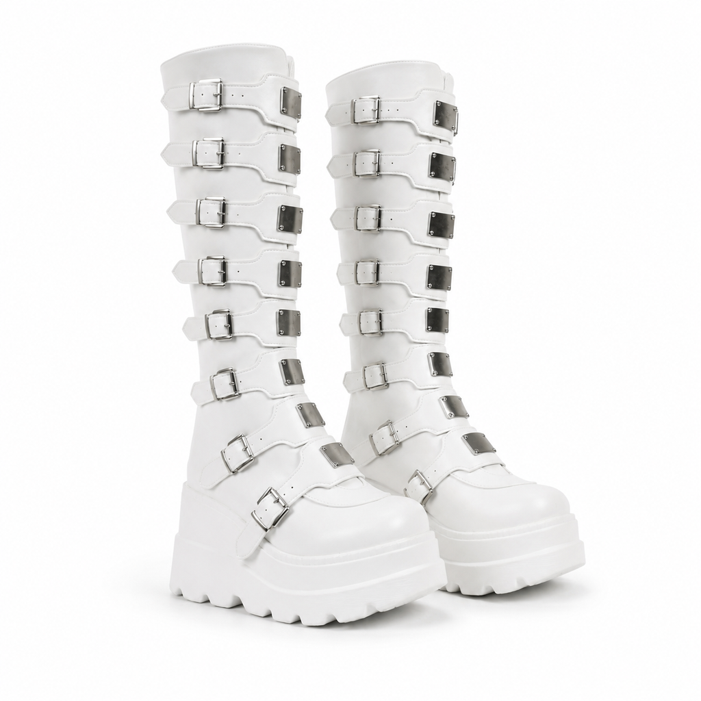 Cream Ivory Volterra Leather Platform Boots
