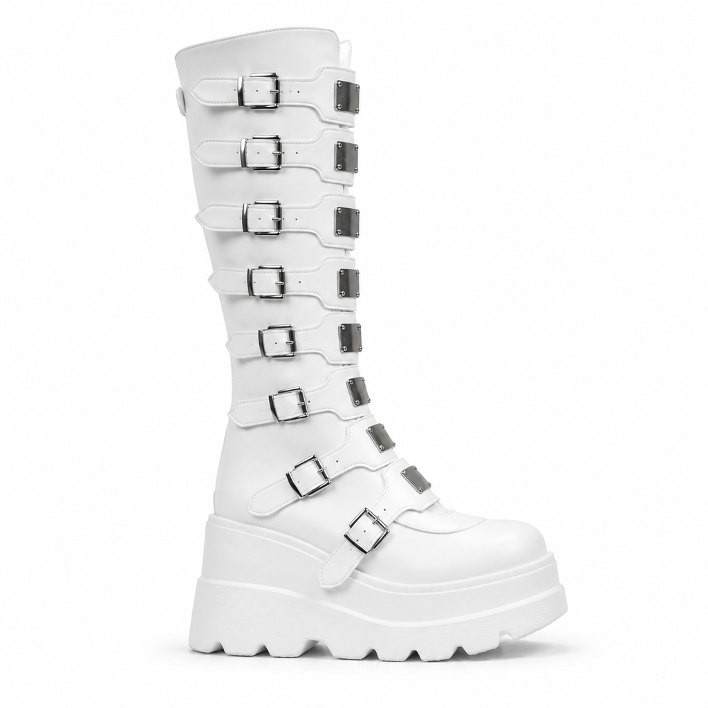 Cream Ivory Volterra Leather Platform Boots side view