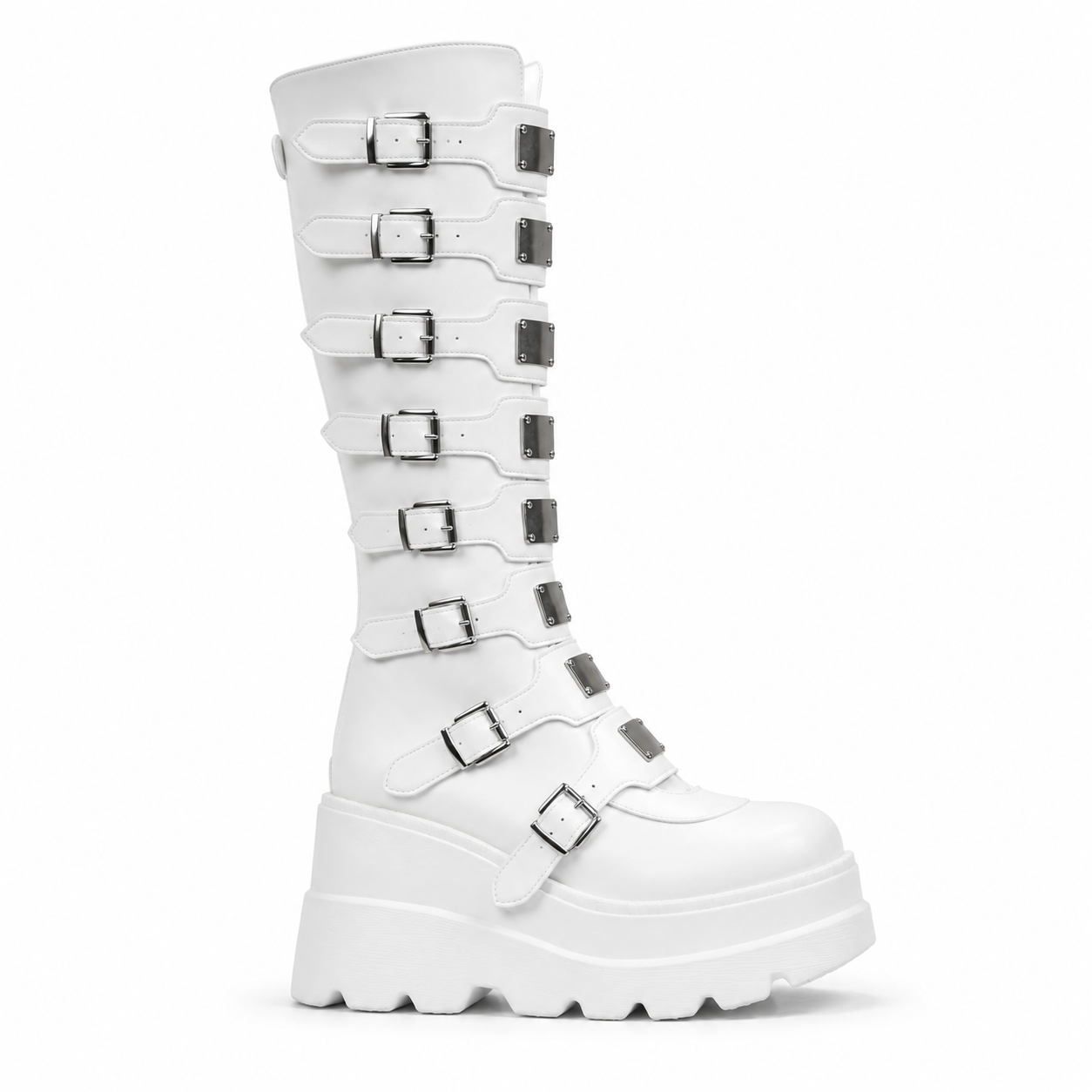 Cream Ivory Volterra Leather Platform Boots side view