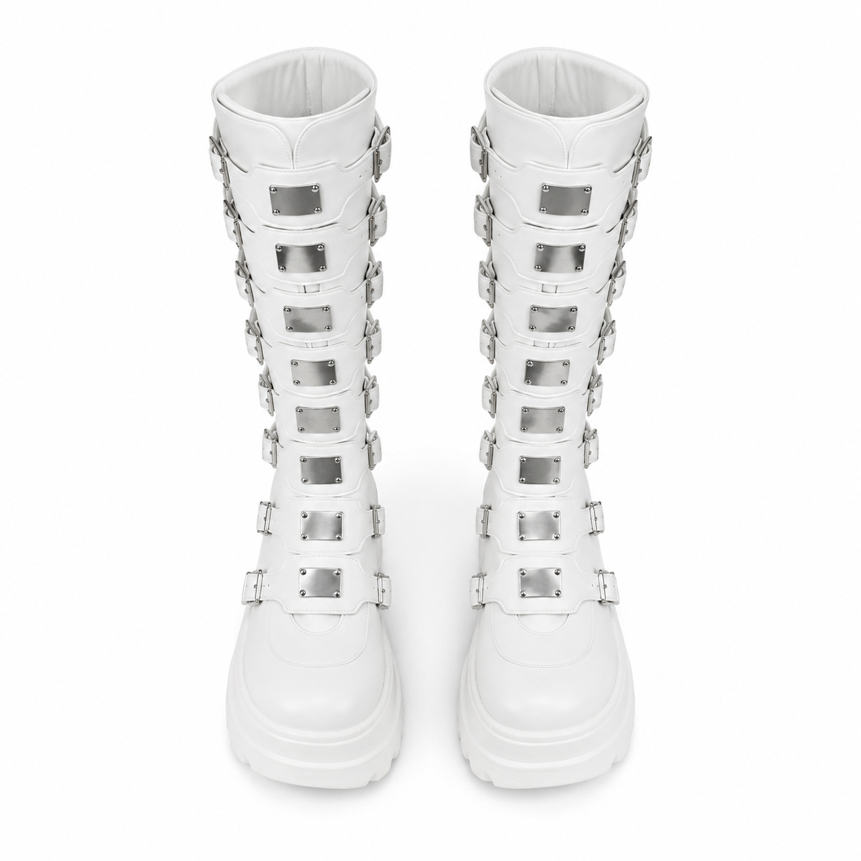 Cream Ivory Volterra Leather Platform Boots top view