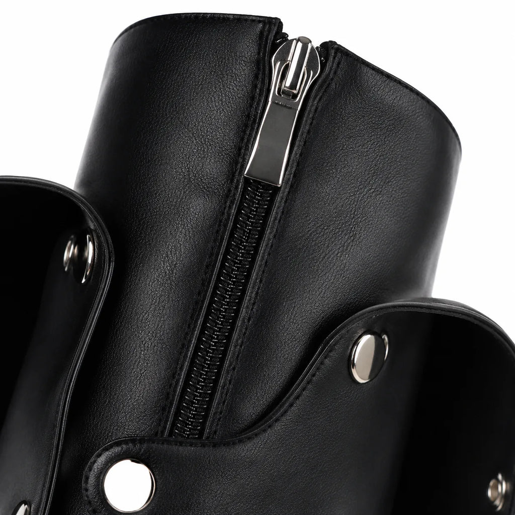 Deep Black Moneglia Thin-Heel Boots close-up detail