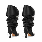 Deep Black Moneglia Thin-Heel Boots heel detail