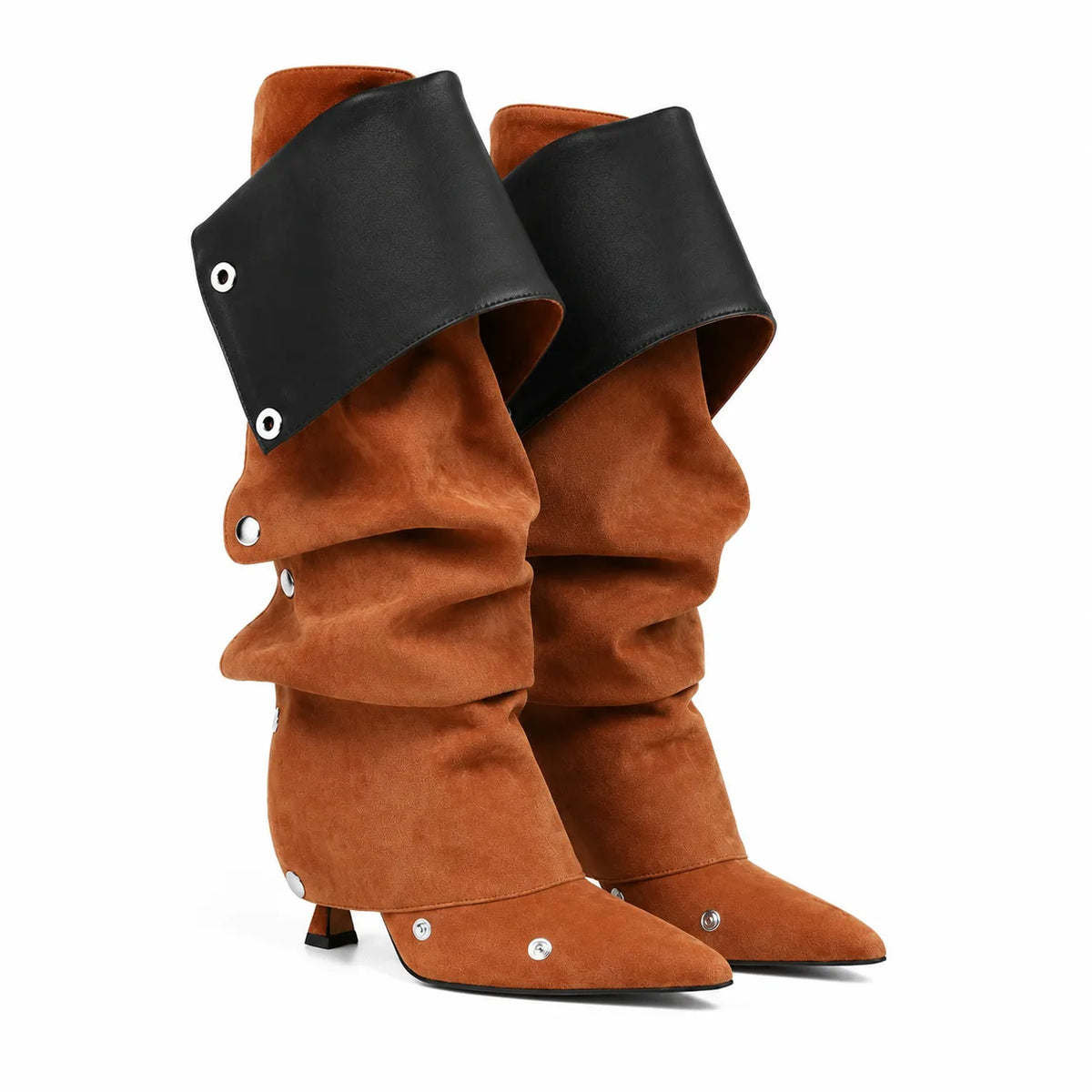 Brown Suede Moneglia Thin-Heel Boots