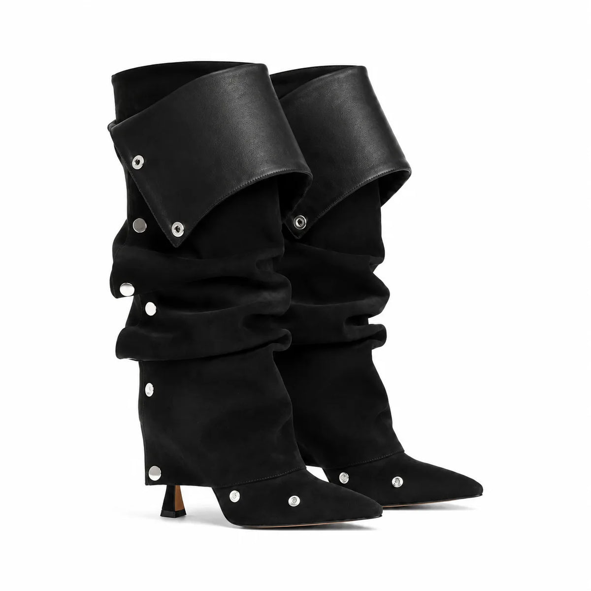 Black Suede Moneglia Thin-Heel Boots