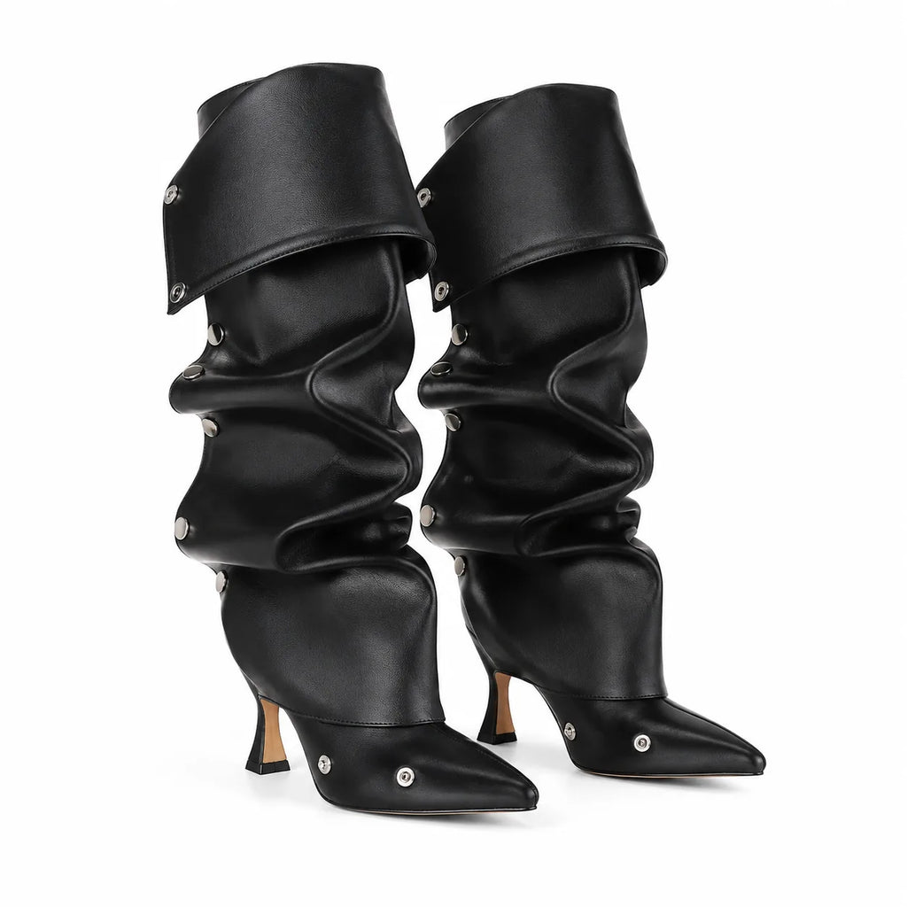 Deep Black Moneglia Thin-Heel Boots