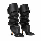 Deep Black Moneglia Thin-Heel Boots