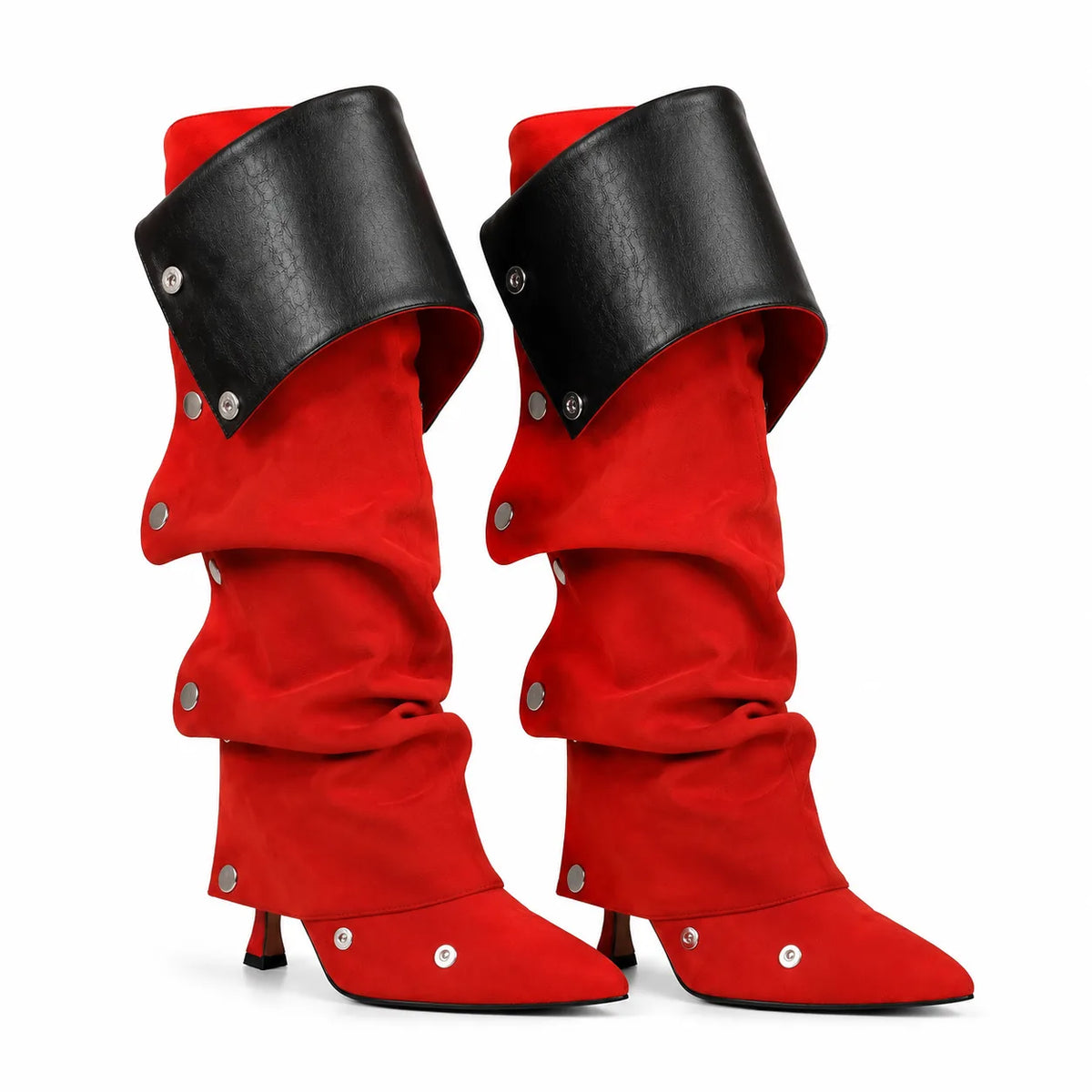 Red Suede Moneglia Thin-Heel Boots