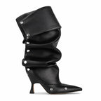 Deep Black Moneglia Thin-Heel Boots side view