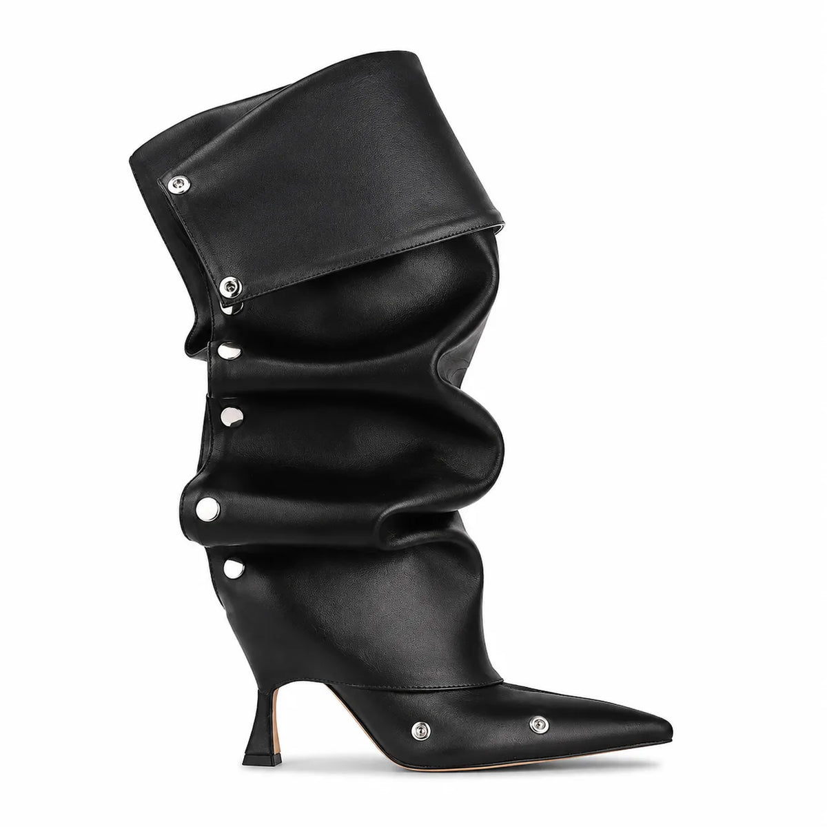 Deep Black Moneglia Thin-Heel Boots side view