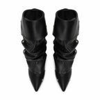 Deep Black Moneglia Thin-Heel Boots top view