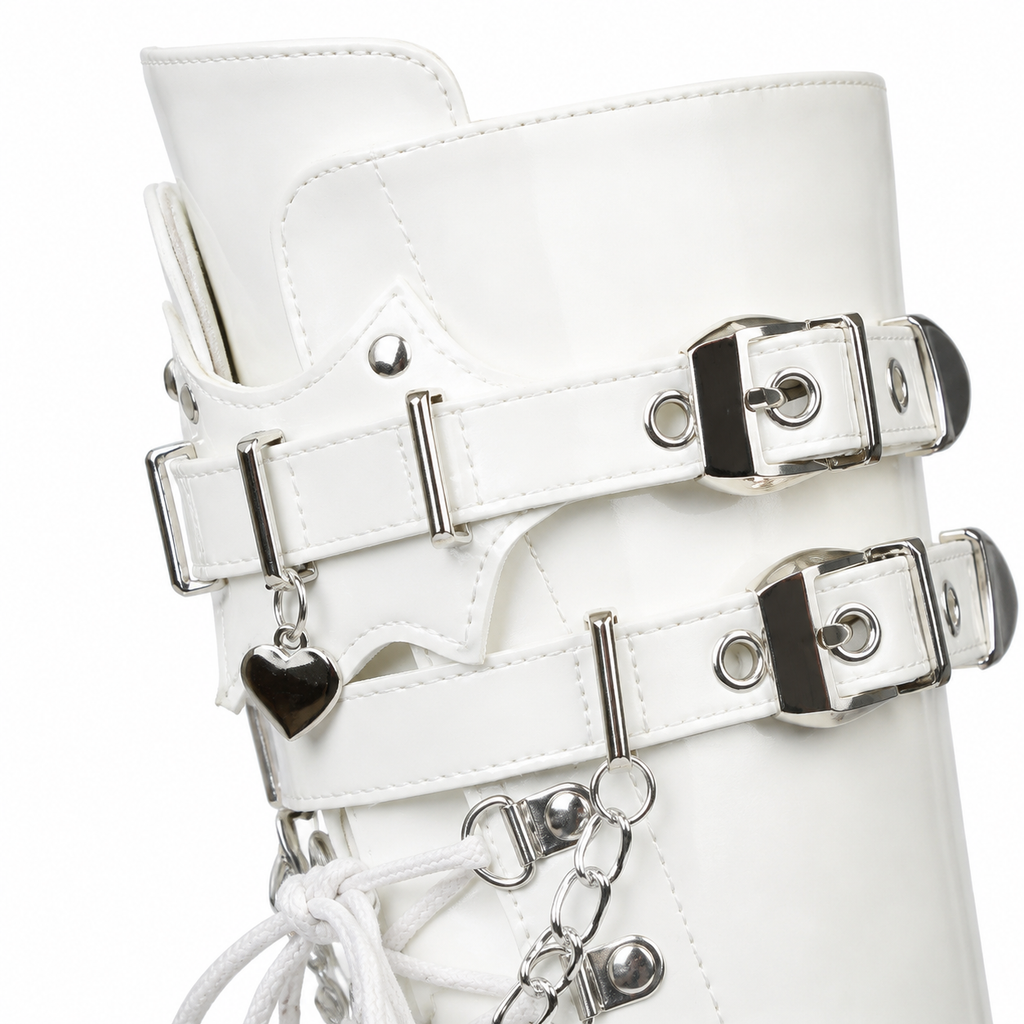 Cream Ivory Cortona Leather Wedge Boots close-up detail